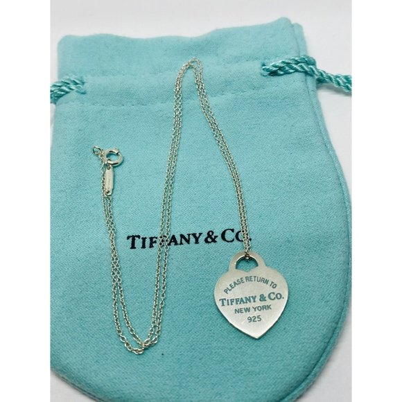 Return to Tiffany & Co. Blue Enamel Font/Writing Heart Charm Sterling Silver - Picture 1 of 9
